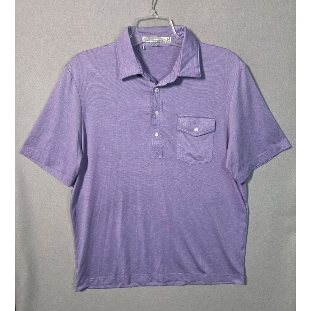 Criquet Performance Players Polo Shirt Mens L Lt Purple Striped Lavender Golf